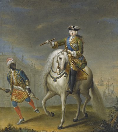 अरब लड़के के साथ महारानी एलिजाबेथ 1709-1762 द्वारा जॉर्ज क्रिस्टोफ ग्रोथ