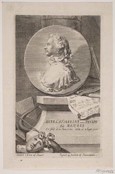 अभिनेत्री अन्ना कैथरीना वॉन पासो द्वारा Georg Vilhelm Baurenfeind