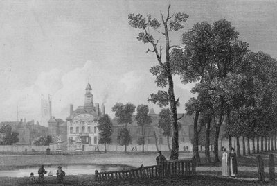 बेथलहम अस्पताल, जैसा कि जून 1811 में दिखाई दिया, लंदन (उत्कीर्णन) द्वारा जॉर्ज (बाद) अर्नाल्डो