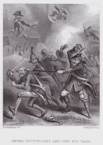पीटर स्टुवेसेंट और सुअर की पूंछ (उत्कीर्णन) द्वारा जॉर्ज (बाद में) क्रूइशांक