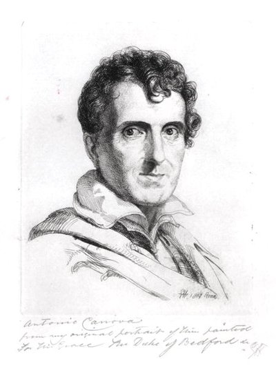 एंटोनियो कैनोवा का पोर्ट्रेट (1757-1822) 1817 (उत्कीर्णन) (बी/डब्ल्यू फोटो) द्वारा जॉर्ज (बाद) हैटर