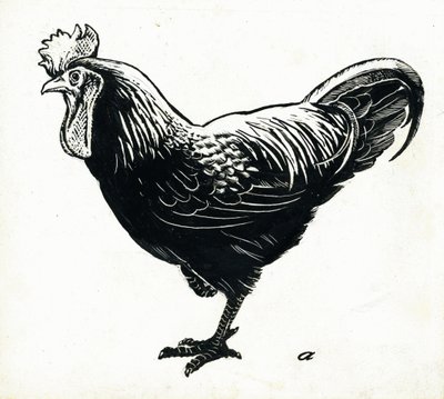 मुर्गी, 1950 का दशक (स्क्रैपरबोर्ड) द्वारा जॉर्ज एडम्सन