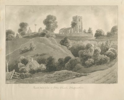 एल्टन चर्च: सीपिया ड्राइंग, 1841 द्वारा जॉर्ज बकलर