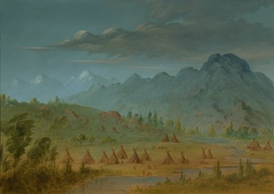 एक कौवा गांव और सैल्मन नदी पर्वत, 18551869। द्वारा जॉर्ज कैटलिन