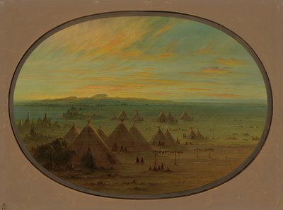 सैल्मन नदी पर एक कौवा गांव, 18551869। द्वारा जॉर्ज कैटलिन