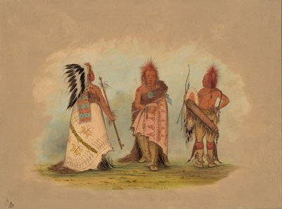 दो योद्धाओं के साथ एक पावनी प्रमुख, 18611869। द्वारा जॉर्ज कैटलिन