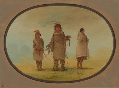 एक पत्थर योद्धा, उनकी पत्नी और एक लड़का, 18551869। द्वारा जॉर्ज कैटलिन