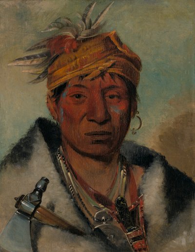 आह-याव-ने-ताक-ओआर-रॉन एक योद्धा, 1831। द्वारा जॉर्ज कैटलिन