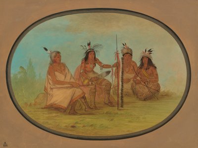 एक वृद्ध ओजीबेवे प्रमुख और तीन योद्धा, 18611869। द्वारा जॉर्ज कैटलिन