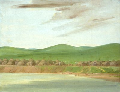 पृथ्वी से ढके लॉज का अरिकारा गांव, सेंट लुइस से 1600 मील ऊपर, 1832। द्वारा जॉर्ज कैटलिन