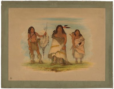 केमांचे प्रमुख, उनकी पत्नी और एक योद्धा, 1861 (कार्डबोर्ड पर चढ़ा हुआ तेल) द्वारा जॉर्ज कैटलिन