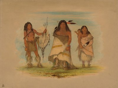 कैमंची चीफ, उनकी पत्नी और एक योद्धा, 1861। द्वारा जॉर्ज कैटलिन