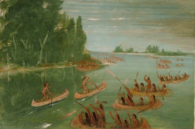सॉल्ट स्टे के पास कैनो रेस। मैरी, 1836-1837। द्वारा जॉर्ज कैटलिन