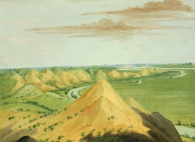 क्ले ब्लफ्स, मंडन के ऊपर ट्वेंटी माइल्स, 1832। द्वारा जॉर्ज कैटलिन