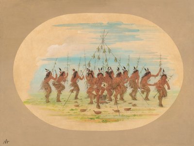 ग्रीन कॉर्न डांस - मीनाटरीज़, 1861। द्वारा जॉर्ज कैटलिन