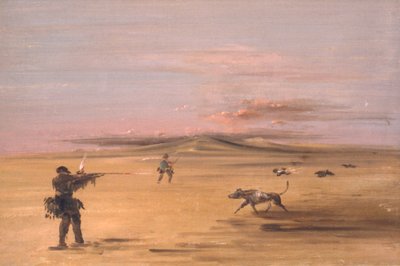 1837-1839 मिसौरी प्रेयरीज़ पर ग्रौसे शूटिंग। द्वारा जॉर्ज कैटलिन