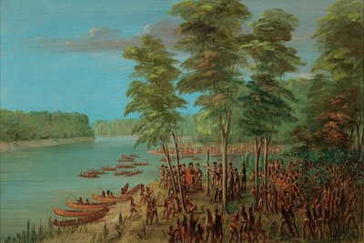 अर्कांसस के मुहाने पर ला सल्ले भूमि का कब्ज़ा कर रहा है। मार्च 10, 1682, 18471848। द्वारा जॉर्ज कैटलिन