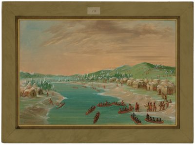 ला सैले और पार्टी इलिनोइस गांव में पहुंचे। 1 जनवरी 1680 द्वारा जॉर्ज कैटलिन