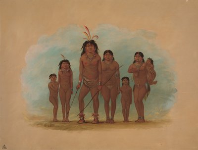 लेंगुआ चीफ, उनकी दो पत्नियां और चार बच्चे, 18541869। द्वारा जॉर्ज कैटलिन
