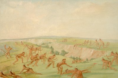 1832-1833 अरिकारा की एक पार्टी पर हमला करते मंडन। द्वारा जॉर्ज कैटलिन