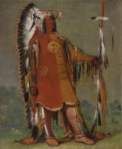 मह-टू-तोह-पा, चार भालू, दूसरा प्रमुख, फुल ड्रेस में, 1832। द्वारा जॉर्ज कैटलिन