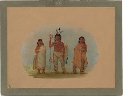 ओटोवा चीफ, उनकी पत्नी और एक योद्धा द्वारा जॉर्ज कैटलिन