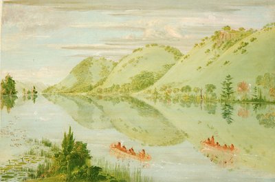 प्रेयरी डु चिएन के ऊपर सुरम्य ब्लफ्स, 1835-1836। द्वारा जॉर्ज कैटलिन