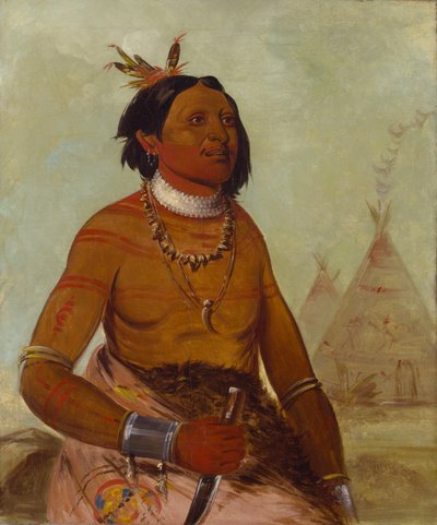 क्वैक-हैम-के, स्टोन शेल, ए ब्रेव, 1834। द्वारा जॉर्ज कैटलिन
