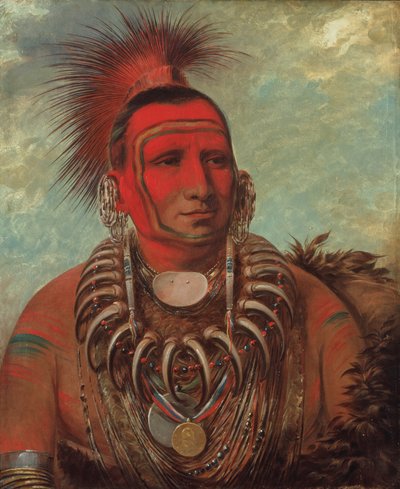 शोन-ता-यी-गा, लिटिल वुल्फ, एक प्रसिद्ध योद्धा, 1844-1845। द्वारा जॉर्ज कैटलिन