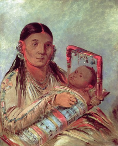 सिओक्स मदर एंड बेबी, c.1830 (कैनवास पर तेल) द्वारा जॉर्ज कैटलिन