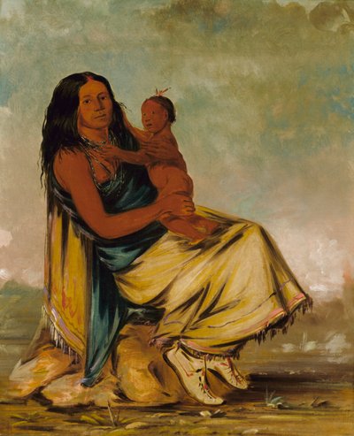वाह-ची-ते, क्लर-मोंट की पत्नी और बाल, 1834। द्वारा जॉर्ज कैटलिन