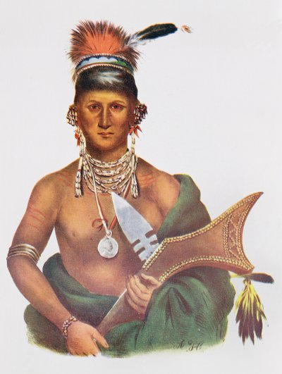 एपानोज़, एक सौक प्रमुख, 1837, थॉमस एल मैककेनी और जेम्स हॉल, पब द्वारा &39;द इंडियन ट्राइब्स ऑफ़ नॉर्थ अमेरिका, वॉल्यूम .2&39; का चित्रण। जॉन ग्रांट द्वारा द्वारा George Cooke