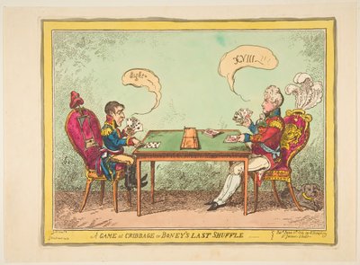 ए गेम ऑफ क्रिबेज या बोनीज़ लास्ट शफल, 6 जून, 1814। द्वारा जॉर्ज क्रूइशांक