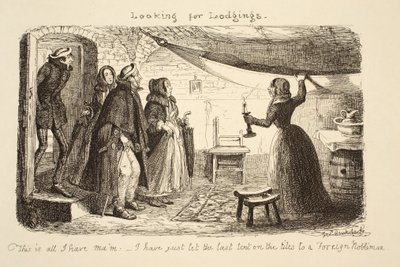 Lodgings, पब के लिए खोज रहे हैं। 1851 द्वारा जॉर्ज क्रूइशांक