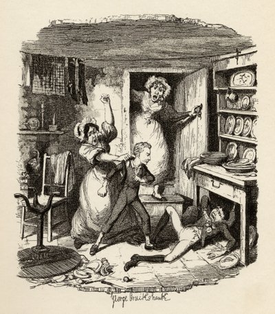 ऑलिवर ने चार्ल्स डिकेंस (1812-70) 1838 के &39;द एडवेंचर्स ऑफ ऑलिवर ट्विस्ट&39; से चैपमैन अनल हॉल, 1901 द्वारा प्रकाशित एक आत्मा की सराहना की। द्वारा जॉर्ज क्रूइशांक