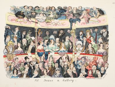 पिट बॉक्स और गैलरी, पब। 1836 (हाथ के रंग की नक्काशी) द्वारा जॉर्ज क्रूइशांक