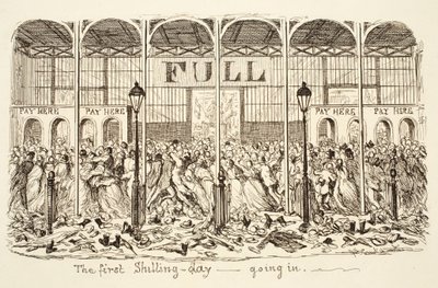 पहला शिलिंग-डे - गोइंग इन, पब। 1851 (उत्कीर्णन) द्वारा जॉर्ज क्रूइशांक