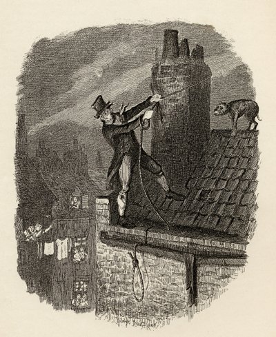 चार्ल्स डिकेंस (1812-70) 1838 के &39;द एडवेंचर्स ऑफ ऑलिवर ट्विस्ट&39; से आखिरी मौका, 1901 में चैपमैन und हॉल द्वारा प्रकाशित, द्वारा जॉर्ज क्रूइशांक