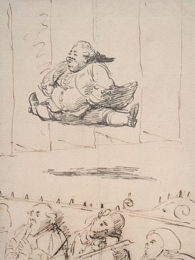 स्प्लिट्स कर रहा एक आदमी, c.1760-90 (कागज पर कलम और भूरी और भूरे रंग की स्याही) द्वारा जॉर्ज डांस