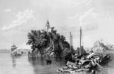 जंघेरा, या फकीर्स रॉक, गंगा पर, 1838। द्वारा जॉर्ज फ्रांसिस व्हाइट