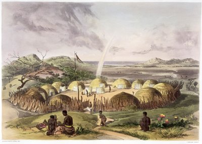 उमलाज़ी, नेटाल के पास ज़ुलु क्राल, 1849 द्वारा जॉर्ज फ्रेंच एंगस