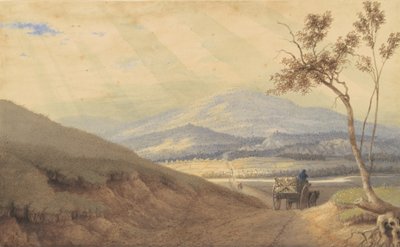 एक ग्लेमेई इफेक्ट- हॉलिडेस्बर्ग, पेन्सिलवेनिया, 1835-40 (वाटर पेपर और ग्रेव पेपर पर ग्रेफाइट) द्वारा जॉर्ज हार्वे