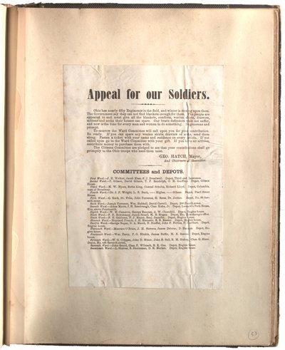 हमारे सैनिकों के लिए अपील, ओहियो [स्क्रैपबुक में], c.1861-1865 द्वारा जॉर्ज हैच