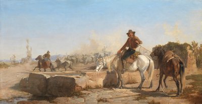 1853 में रोमन कैंपागना में एक बटरो वॉटरिंग द हॉर्स द्वारा George Hemming Mason