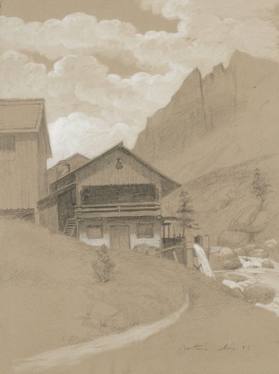 हाउस इन द एल्प्स, कोर्टिना, 1883 (ग्रे वाउच पेपर पर सफेद गाउचे के साथ ग्रेफाइट) द्वारा जॉर्ज हेनरी हॉल