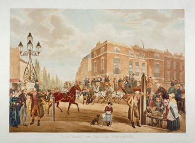 हाथी और कैसल इन, न्यूटन बट्स, साउथवार्क, लंदन, 1826 द्वारा जॉर्ज हंट