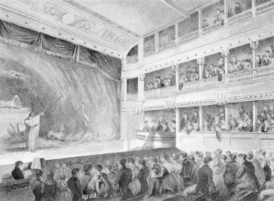 इंटीरियर ऑफ़ द लिटिल थियेटर, लंदन में हैमार्केट, 1815 द्वारा जॉर्ज जोन्स
