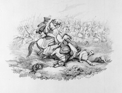 ; वाटरलू की यादगार लड़ाई - 1815 के युद्ध में मार्शल ब्लशर की खतरनाक स्थिति द्वारा जॉर्ज जोन्स