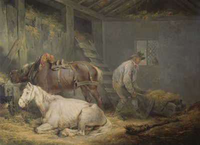 एक अस्तबल में घोड़े, 1791 द्वारा George Morland