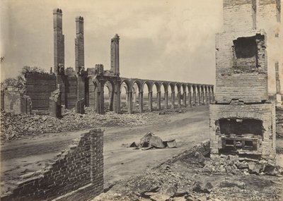 आरआर डिपो, चार्ल्सटन, दक्षिण कैरोलिना, 1860 के खंडहर। द्वारा जॉर्ज एन। बरनार्ड